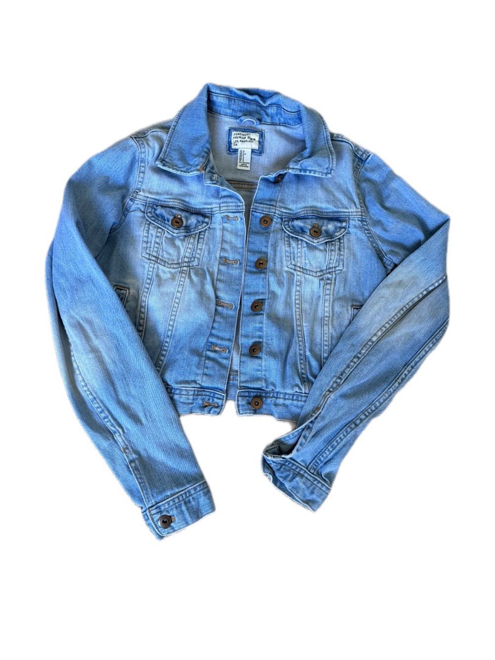 Forever 21 Light Blue Denim Cropped Jacket